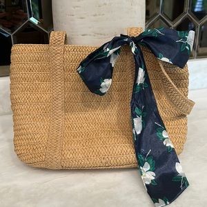 Draper James straw bag with floral scarf